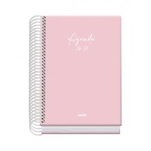 Dohe Basic Serenity Agenda Escolar 26/27 - Formato A6 - Dia Pagina - Papel Offset Ahuesado 70g - Cubierta de Carton Plastificado - Espiral Metalica - Goma - 12x17x3cm - Color Rosa