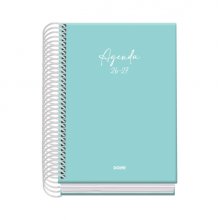 Dohe Basic Serenity Agenda Escolar 26/27 - Formato A6 - Dia Pagina - Papel Offset Ahuesado 70g - Cubierta de Carton Plastificado - Espiral Metalica - Goma - 12x17x3cm - Color Verde
