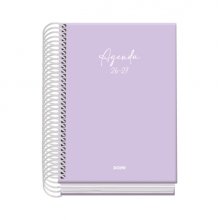 Dohe Basic Serenity Agenda Escolar 26/27 - Formato A6 - Dia Pagina - Papel Offset Ahuesado 70g - Cubierta de Carton Plastificado - Espiral Metalica - Goma - 12x17x3cm - Color Morado