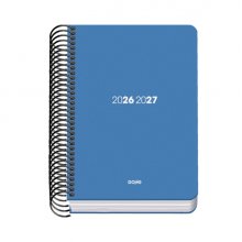 Dohe Basic Element Agenda Escolar 26/27 - Formato A6 - Dia Pagina - Papel Offset Ahuesado 70g - Cubierta de Carton Plastificado - Espiral Metalica - Goma - 12x17x3cm - Color Azul