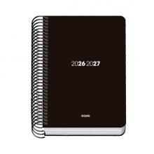 Dohe Basic Element Agenda Escolar 26/27 - Formato A6 - Dia Pagina - Papel Offset Ahuesado 70g - Cubierta de Carton Plastificado - Espiral Metalica - Goma - 12x17x3cm - Color Negro