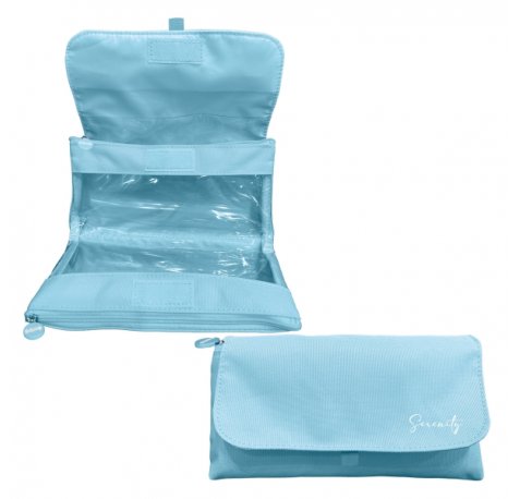 Dohe Serenity Portatodo Doble - Solapa con Bolsillo Interior - Cremallera - Ventanas Transparentes - Poliester - 22x11x6cm - Color Azul