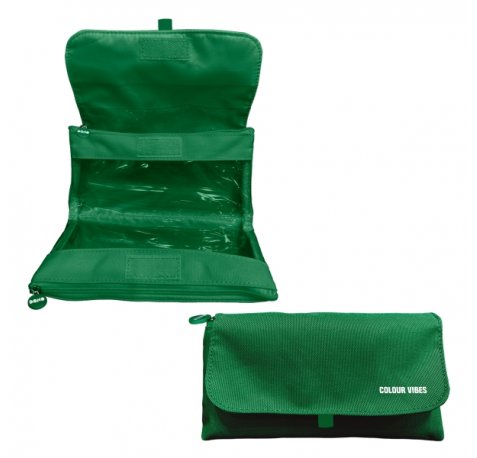 Dohe Vibes Portatodo Doble - Solapa con Bolsillo Interior - Cremallera - Ventanas Transparentes - Poliester - 22x11x6cm - Color Verde