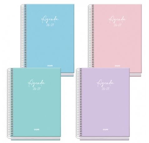 Dohe Basic Serenity Agenda Escolar 26/27 - Formato A5 - Semana Vista - Papel Offset Ahuesado 70g - Cubierta de Carton Plastificado - Espiral - Goma - 15x21x2cm - Colores Surtidos (20 uds)
