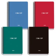 Dohe Basic Element Agenda Escolar 26/27 - Formato A5 - Semana Vista - Papel Offset Ahuesado 70g - Cubierta de Carton Plastificado - Espiral Metalica - Goma - 15x21x2cm - Colores Surtidos (20 uds)