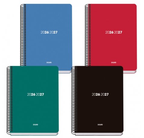 Dohe Basic Element Agenda Escolar 26/27 - Formato A5 - Semana Vista - Papel Offset Ahuesado 70g - Cubierta de Carton Plastificado - Espiral Metalica - Goma - 15x21x2cm - Colores Surtidos (20 uds)