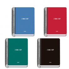 Dohe Basic Element Agenda Escolar 26/27 - Formato A6 - Dia Pagina - Papel Offset Ahuesado 70g - Cubierta de Carton Plastificado - Espiral Metalica - Goma - 12x17x3cm - Colores Surtidos (20 uds)