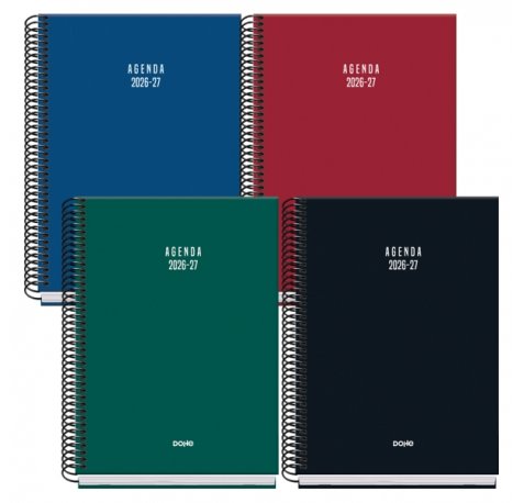 Dohe Basic Colour Vibes Agenda Escolar 26/27 - Formato A5 - Semana Vista - Papel Offset Ahuesado 70g - Cubierta de Carton Plastificado - Espiral Metalica - Goma - 15x21x2cm - Colores Surtidos (20 uds)