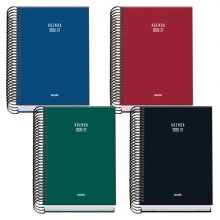 Dohe Basic Colour Vibes Agenda Escolar 26/27 - Formato A6 - Dia Pagina - Papel Offset Ahuesado 70g - Cubierta de Carton Plastificado - Espiral Metalica - Goma - 12x17x3cm - Colores Surtidos (20 uds)