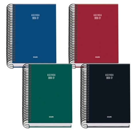 Dohe Basic Colour Vibes Agenda Escolar 26/27 - Formato A6 - Dia Pagina - Papel Offset Ahuesado 70g - Cubierta de Carton Plastificado - Espiral Metalica - Goma - 12x17x3cm - Colores Surtidos (20 uds)