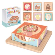 Dohe Puzzle de Bloques de Madera Natural - Bordes Redondos - Motivos Animales - Estimula la Coordinacion Ojo-Mano - Fomenta la Imaginacion - Aprende Jugando
