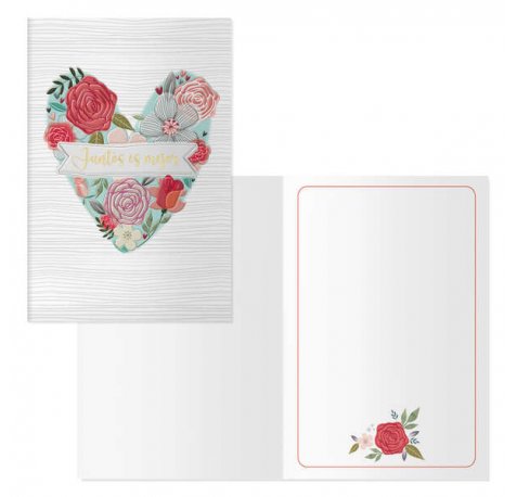 Dohe Tarjeta de Felicitacion de San Valentin - 11.5x17cm - Impresas a Todo Color - Estampaciones con Pelicula de Color - Estampacion en Seco - Papel Offset Blanco de 300gr - Incluye Sobre de Color (6 uds)