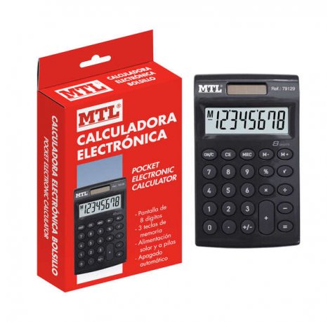 Dohe Calculadora Electronica de 8 Digitos - Alimentacion Solar y a Pilas - 3 Teclas de Memoria - Apagado Automatico - Formato Mini