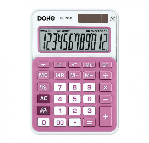 Dohe Calculadora Electronica de 12 Digitos - Alimentacion Solar y a Pilas - 4 Teclas de Memoria - Apagado Automatico - Teclas de Gran Formato - Funciones de Raiz Cuadrada y Mark Up