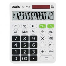 Dohe Calculadora Electronica de 12 Digitos - Pantalla Reclinada - Alimentacion Solar y a Pilar - Teclas de Gran Formato - Funciones de Raiz Cuadrada, Gran Total, Recuperacion de Memoria