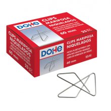 Dohe 25 Clips Mariposa Niquelados - 20mm - Alambre Metalico de Primera Calidad