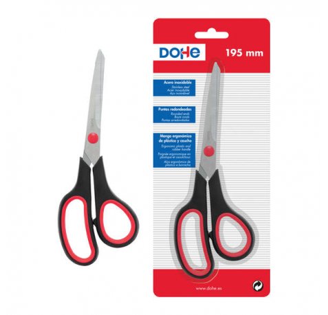 Dohe Tijeras de Acero Inoxidable - Puntas Redondeadas - Mango Ergonomico de Plastico y Caucho - Blister Individual