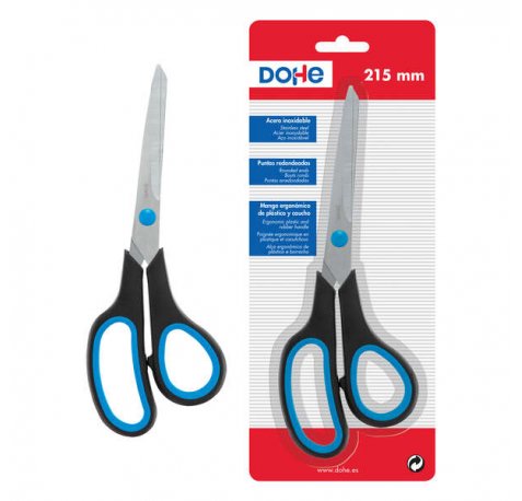 Dohe Tijeras de Acero Inoxidable - Puntas Redondeadas - Mango Ergonomico de Plastico y Caucho - Blister Individual