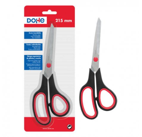 Dohe Tijeras de Acero Inoxidable - Puntas Redondeadas - Mango Ergonomico de Plastico y Caucho - Blister Individual