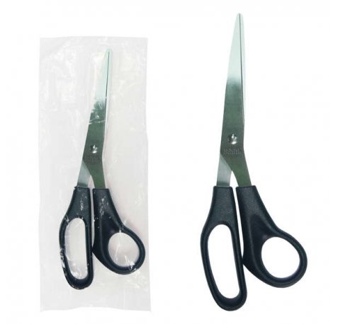 Dohe Tijera de Acero Inoxidable - Puntas Redondeadas - Mango Ergonomico de Plastico - Color Negro - en Bolsa de Plastico Individual