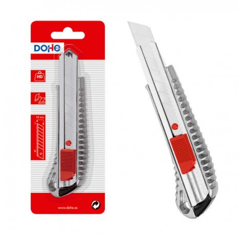 Dohe Cutter de Acero Inoxidable - Cuchillas Tronzables de Acero - Sistema de Bloqueo de Cuchilla - Blister Individual