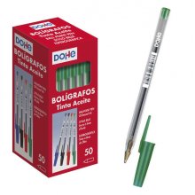 Dohe Boligrafos de Tinta a Base de Aceite - Punta de Bola Metalica de 1mm - Trazo de 0.4mm - Cuerpo Transparente con Capucha Ventilada