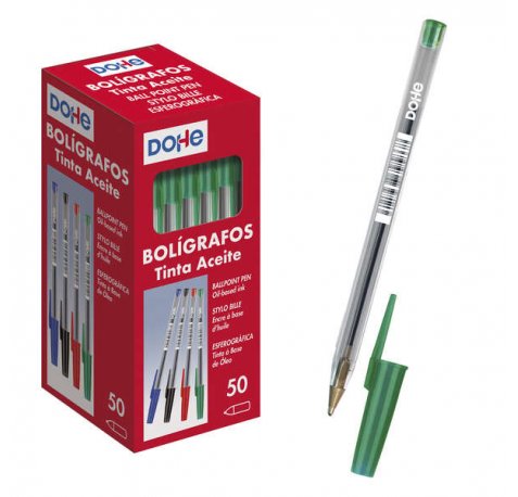 Dohe Boligrafos de Tinta a Base de Aceite - Punta de Bola Metalica de 1mm - Trazo de 0.4mm - Cuerpo Transparente con Capucha Ventilada