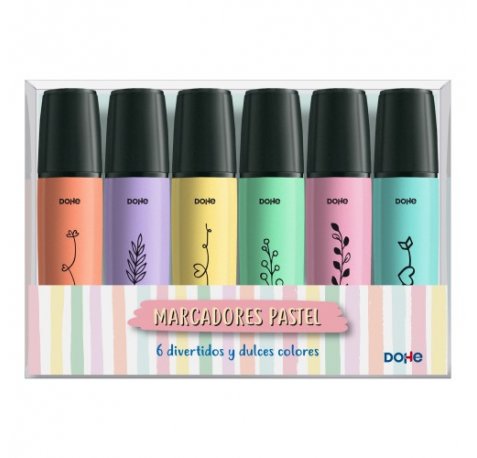 Dohe Pack de 6 Marcadores Fluorescentes Pastel - Colores Surtidos