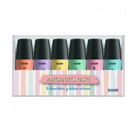 Dohe Mini Marcadores Fluorescentes en Tonos Pastel - 6 Unidades - Colores Surtidos