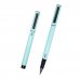 Dohe Boligrafos Elegantes de Aluminio - Cuerpo Ovalado en Verde - Ligeros y Ergonomicos - Capucha con Clip - Tinta Azul (4 uds)