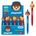Dohe Playmobil Expositor de 24 Lapices Infinitos - Grip de Caucho - Se Borra Facilmente - Decorados con Motivos de los Muñecos Playmobil