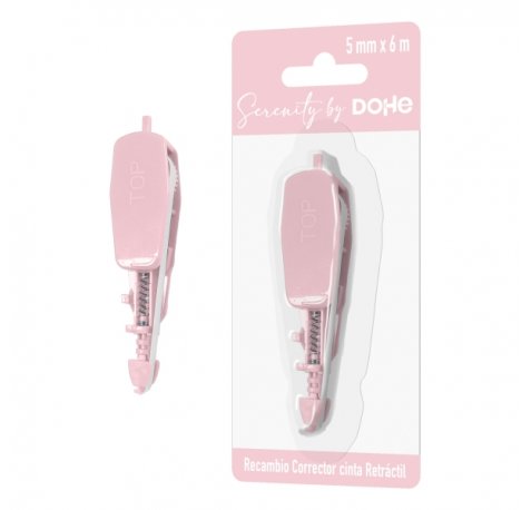 Dohe Serenity Recambio de Cinta Correctora - 5mm x 6m - Retractil - Color Rosa (10 uds)