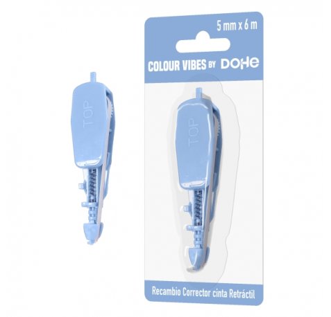 Dohe Colour Vibes Recambio de Cinta Correctora - 5mm x 6m - Retractil - Color Azul (10 uds)