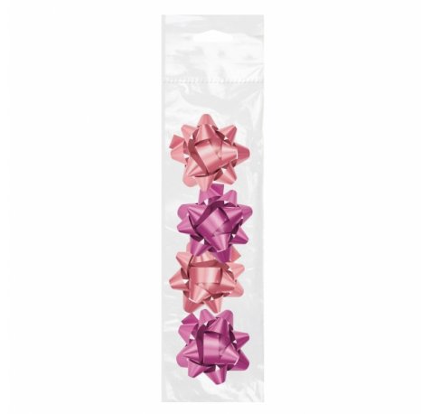 Dohe Chic Pack de 4 Lazos para Regalo - Forma de Estrella - Tamaño 6.5cm - Color Rosa