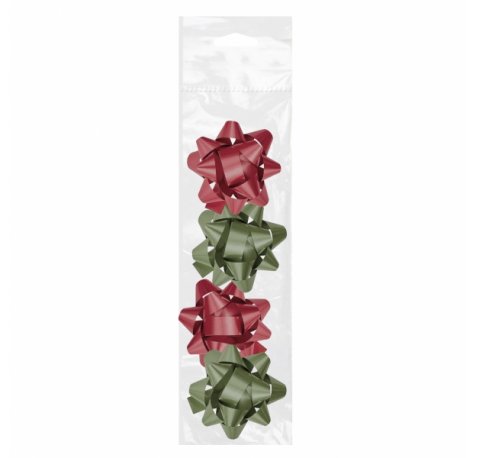 Dohe Chic Pack de 4 Lazos para Regalo - Forma de Estrella - Tamaño 6.5cm - Colores Rojo y Verde