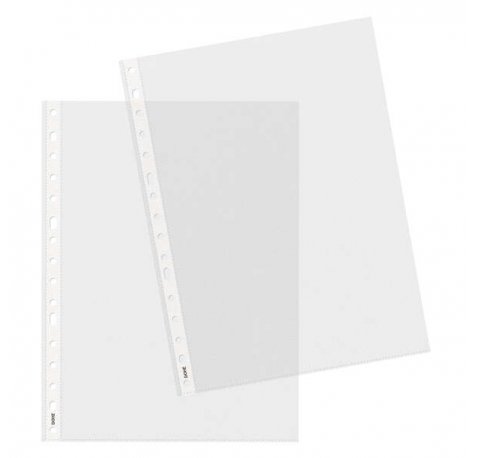Dohe 100 Fundas Multitaladro de 16 Perforaciones - 100x100mm - Polipropileno Transparente Piel de Naranja y Cristal de Diversas Calidades