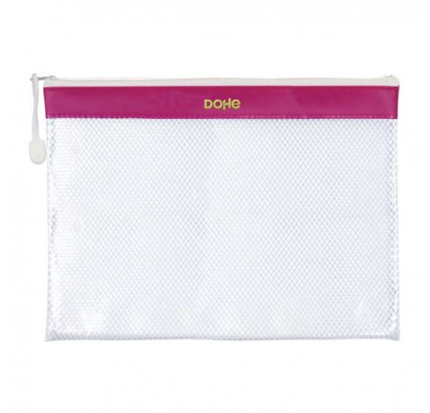 Dohe Bolsa Cremallera PVC - 32x24mm - Ideal para Documentos A4 - Resistente y Duradera (12 uds)