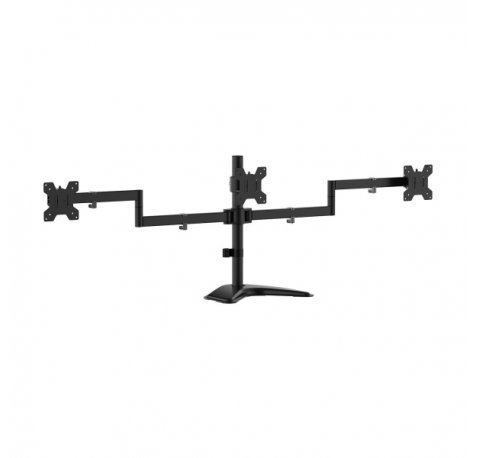 Aisens Soporte de Mesa con Peana Eco Giratorio e Inclinable para 3 Monitores 10Kg (3 Pivotes - 2 Brazos) de 13-27" - Color Negro