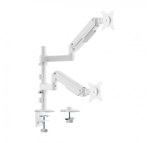 Aisens Eco Soporte de Mesa con 2 Brazos Articulados para Monitores de 17"-32" - Soporta hasta 9kg - Gestion de Cables - VESA 100x100mm - Contrapeso Giratorio e Inclinable - Color Blanco