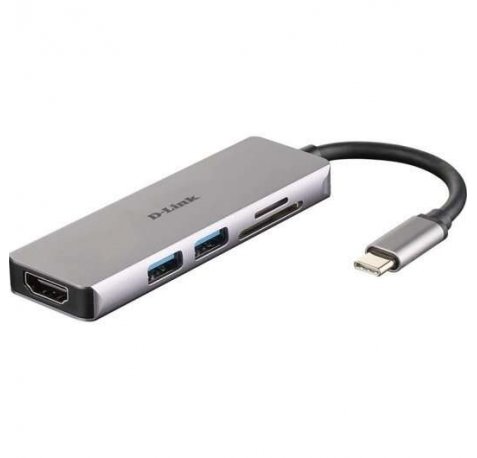 D-Link Hub USB-C 5 en 1 Lector SD, MicroSD, HDMI 4K, 2x USB 3.0