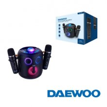 Daewoo DW3008 Altavoz Karaoke Portatil Bluetooth 5.4 de 15W - 2 Microfonos Inalambricos - Luces LED - Radio FM - USB/SD/Aux - Bateria 1800mAh - Carga USBâ??C - Asa de Transporte y Soporte para Movil - Color Negro