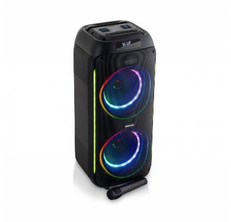 Daewoo Altavoz Karaoke Inalambrico - 40W - Bluetooth - Radio FM - Bateria 2000mAh - Microfono Incluido - MicroSD - Jack 3.5mm - USB - Luz LED RGB - Recargable - Color Negro