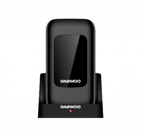 Daewoo Telefono Movil de Tapa - Doble Pantalla 2.8" y 1.77" - Teclas Grandes - RAM 48Mb - ROM 128Mb - 1000mAh - Camara 0.3Mp - 4G Dual SIM - Jack 3.5mm - Radio FM - Base de Carga USB-C - Color Negro