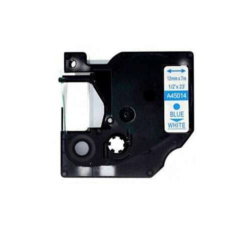 Compatible Dymo D1 45014 Cinta de Etiquetas para Rotuladora - Texto azul sobre fondo blanco - Ancho 12mm x 7 metros - S0720540