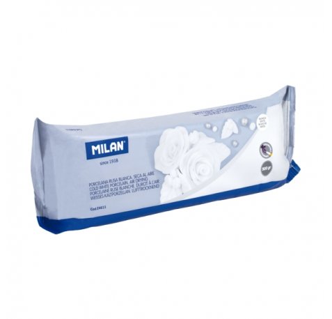 Milan Pasta para Modelar de Aspecto Porcelana - Seca al Aire - 500g - Facil de Moldear - Color Blanco