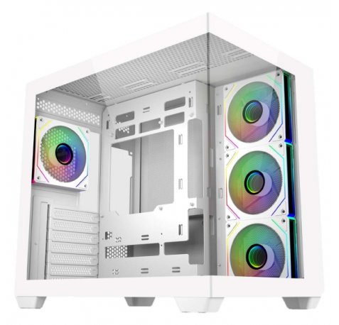 Cooler Master Elite 681 Caja Semitorre ATX/MicroATX/Mini-ITX - 4 Ventiladores 120mm RGB - Vista Panoramica - Doble Camara - Audio - 2xUSB-A - 1xUSB-C - 520x344x440mm - Color Blanco