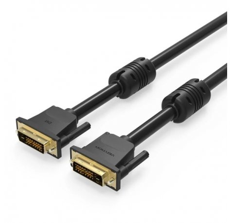 Vention Cable DVI-D - Compatible con Resoluciones 2K - Longitud 1m - PVC - Conectores Chapados en Oro - Color Negro