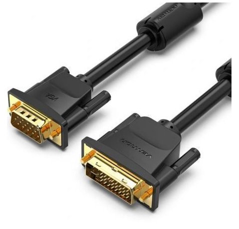 Vention Cable Conversor DVI Macho a VGA Macho - Full HD - Longitud 1.5m - Blindaje Multicapa - PVC - Color Negro