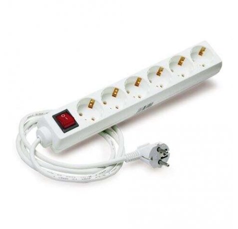 Elbat Regleta Alimentacion - 6 Tomas Schuko - Interruptor On/Off - Cable de 1.50m