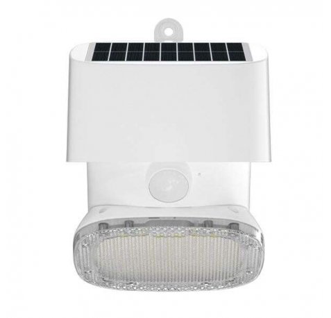 Elbat Foco Solar 2000LM - Luz Fria 6000K - Regulacion Vertical y Horizontal - Panel Solar 1W - IP65 - Color Blanco